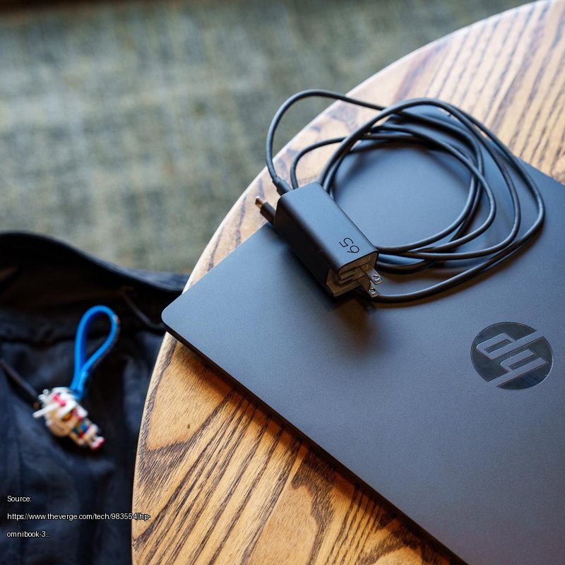 <em>I love such a tiny GaN charger. It makes cramming a large laptop into your bag a little bit easier.</em> - Fair use review image from https://www.theverge.com/tech/983554/hp-omnibook-3-16-snapdragon-laptop-review