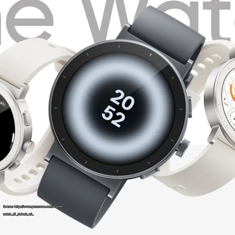 Realme Watch S5 debuts with up to 20 day battery, 1.43-inch AMOLED display - Fair use review image from https://www.gsmarena.com/realme_watch_s5_debuts_with_up_to_20_day_battery_143inch_amoled_display-news-72951.php